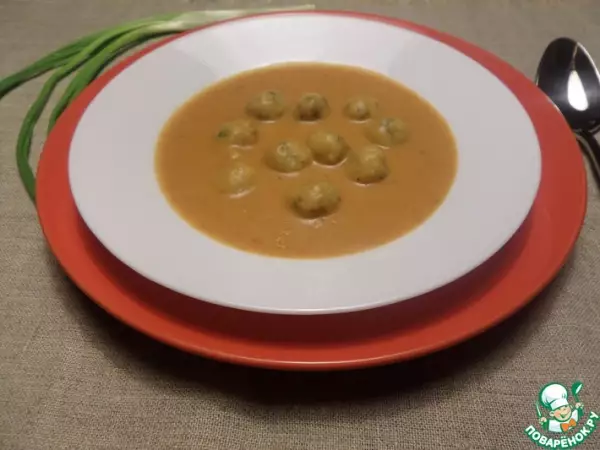 овсяно овощной суп пюре с сырными шариками