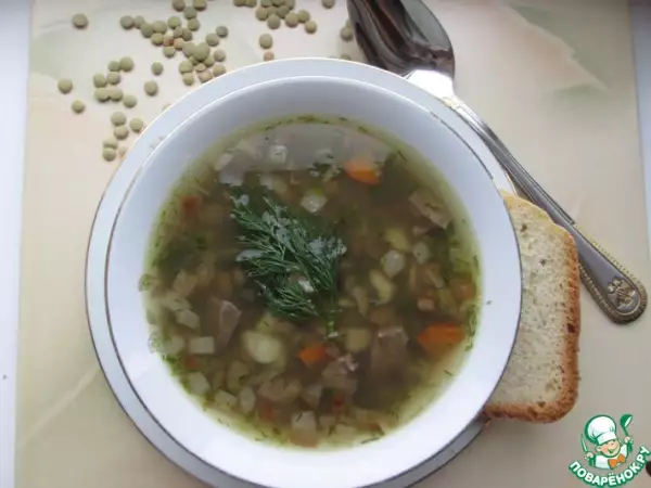суп из чечевицы с отварным языком
