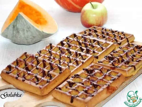 пряные тыквенно яблочные вафли с шоколадом