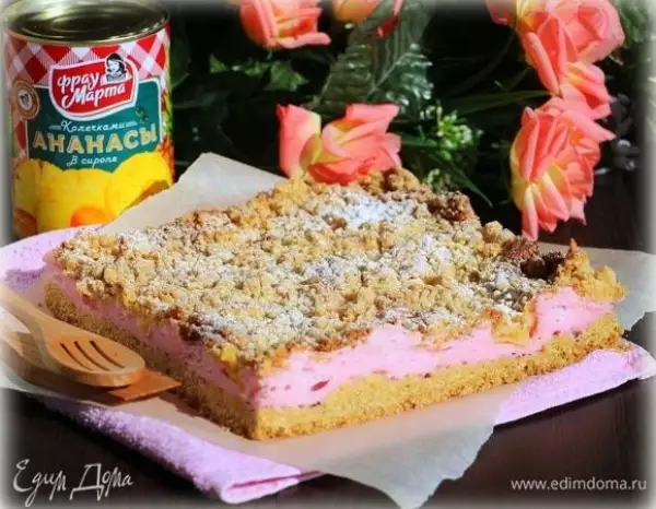 песочный пирог ананасы на розовых облаках