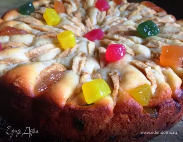 творожный пирог с яблоками и цукатами весеннее настроение