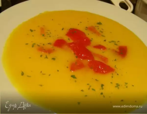 тыквенно морковный суп пюре с запеченным перцем