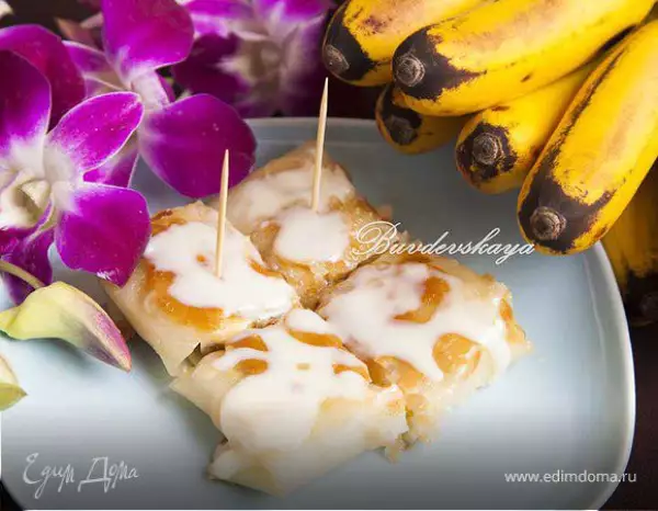 тайские блинчики роти с бананом roti banana pancakes