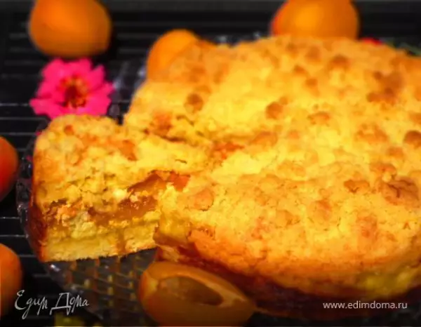 обсыпной абрикосовый пирог с творожно миндальной начинкой