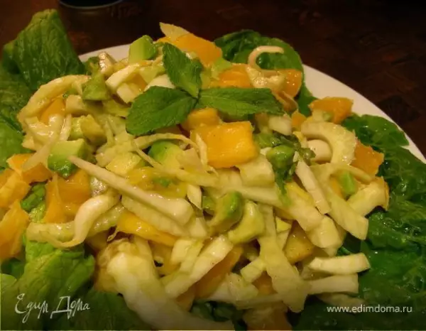весенний салат с авокадо манго фенхелем и апельсином