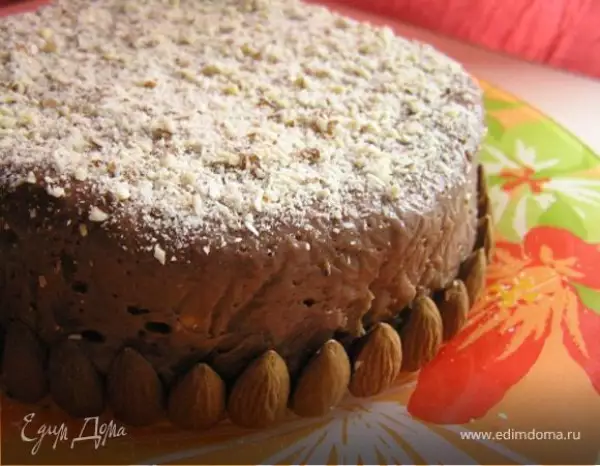 шоколадный торт тянучка с курагой и орехами