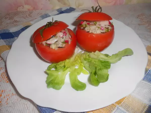 овощной салат с рисом басмати микс в помидорных чашечках