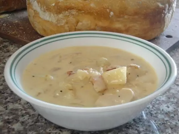 картофельный крем суп с курицей беконом и апельсином
