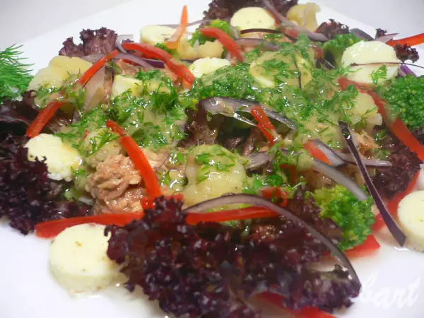 салат с тунцом брокколи и омлетом