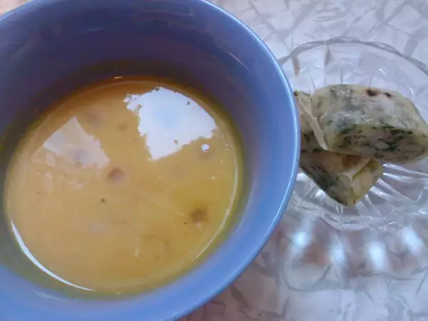 тыквенный крем суп с сырными рулетиками