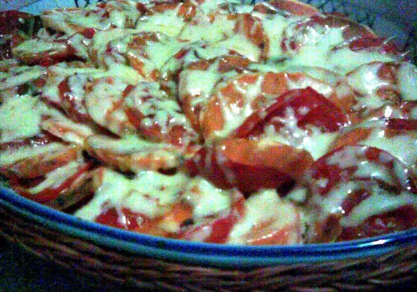 бататы и томаты запеченные с сыром