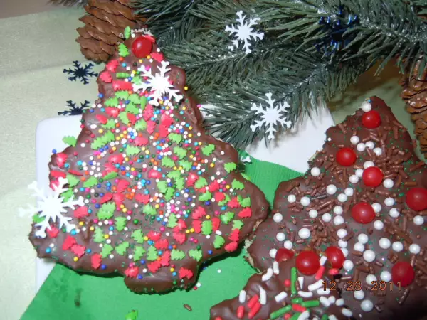 печенье новогоднее мягкое бисквитное с тонким хрустящим шоколадом