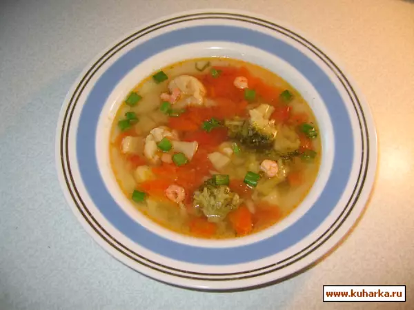 пестрый суп с креветками