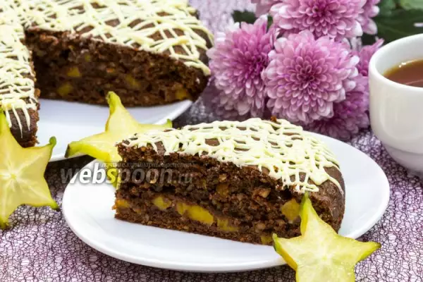 шоколадно миндальный пирог с манго