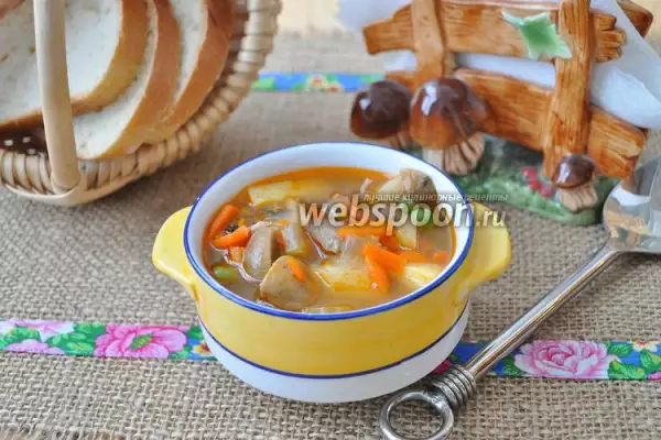 суп из индейки с грибами и горошком в мультиварке