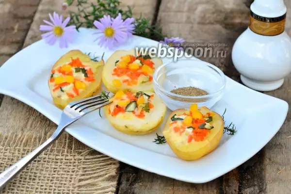 фаршированный картофель кукурузой корейской морковью и огурцами