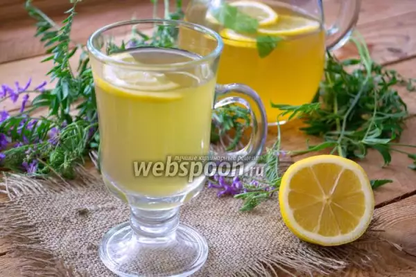 домашний лимонад с зелёным чаем и мятой